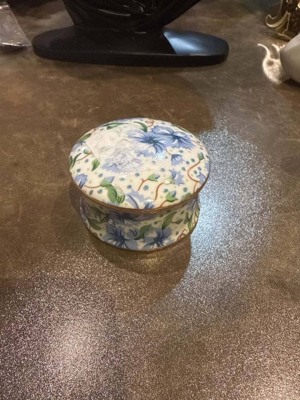 Ainsley Chintz Two's Company Blue Floral Trinket Box With Lid